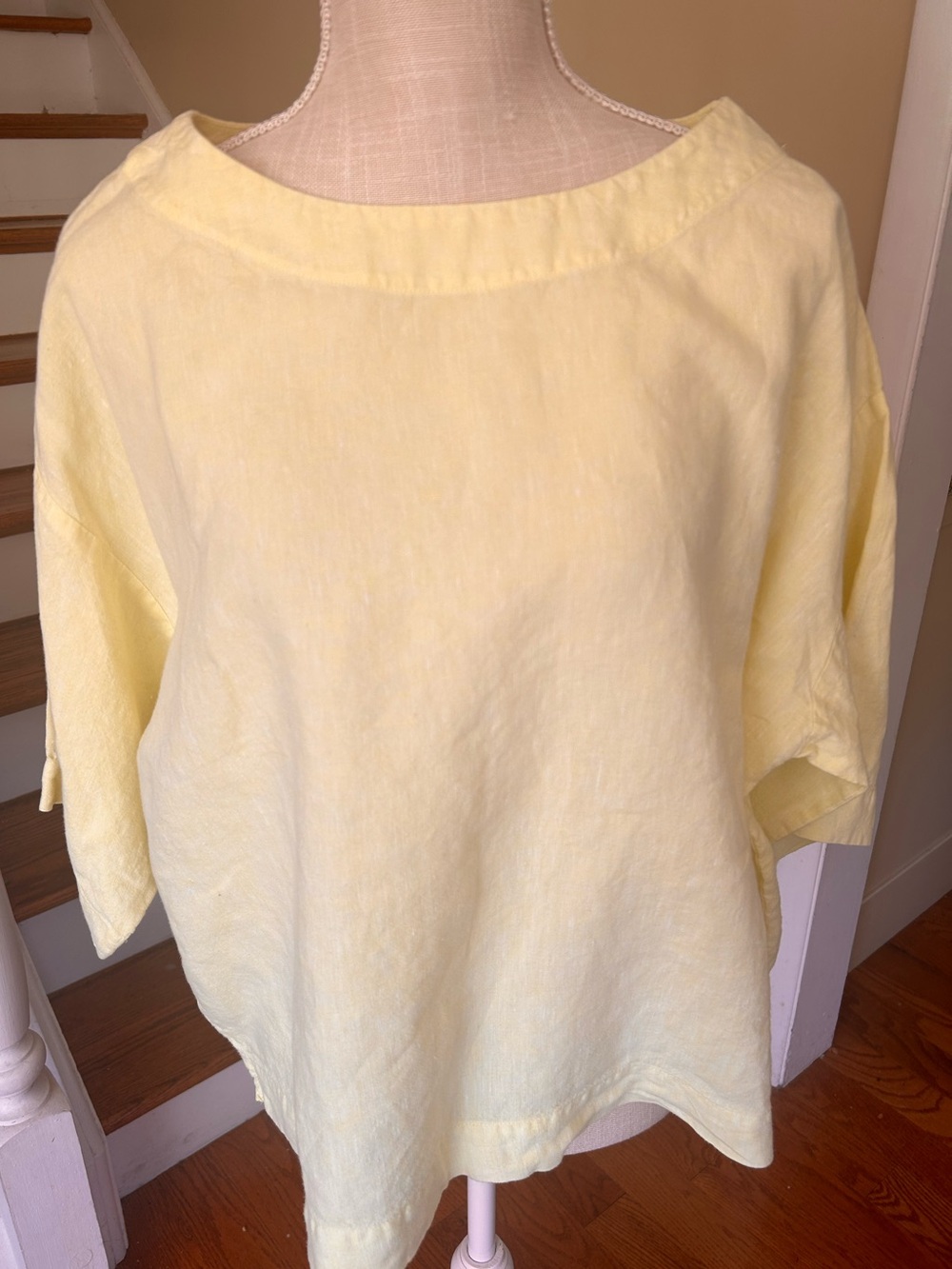 Pure J Jill Linen Tunic Top Yellow SS Lagenlook Minimalist Relaxed Coastal XS